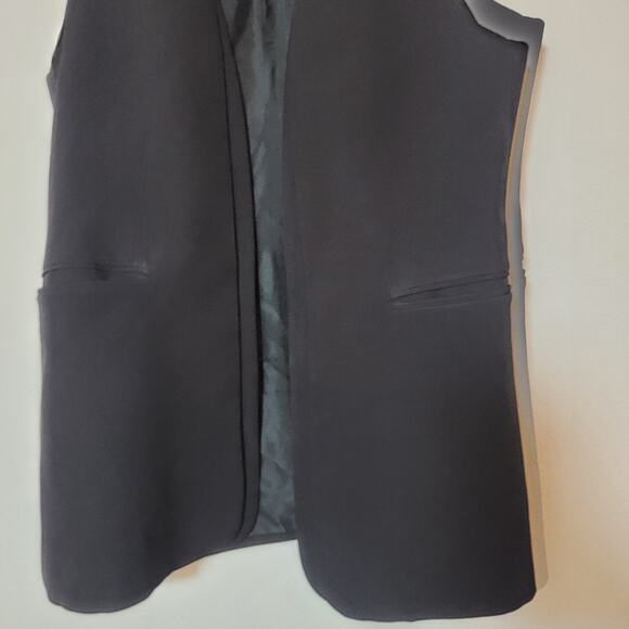 Zara Open Front Black Vest Small Glen Lined Minimalist Old Money Business READ! - Picture 5 of 10
